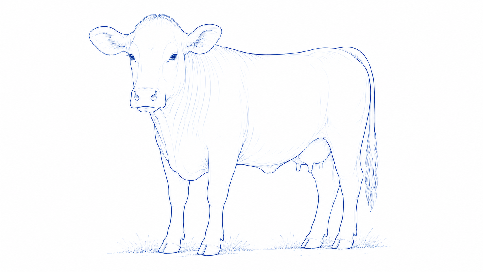Illustrated cow with bovine reproductive anatomy diagram